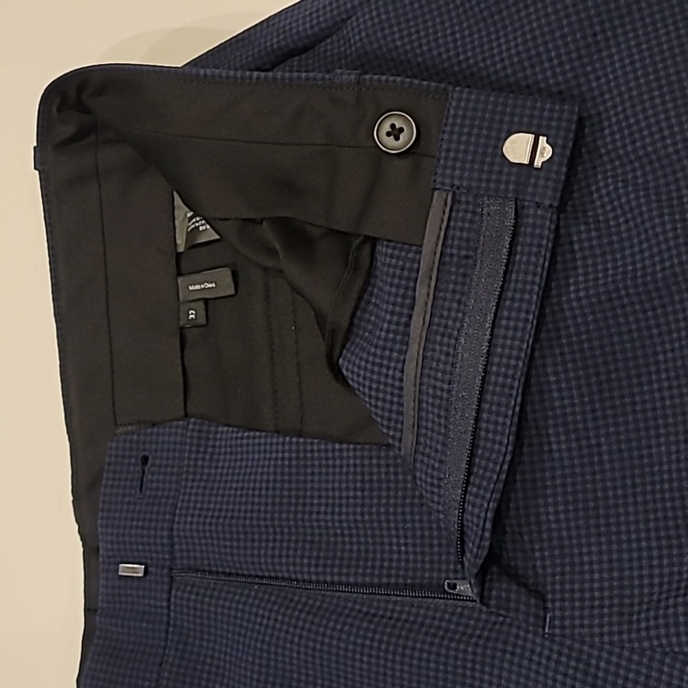 Theory Mini Check Dress Pants Navy Black 32/34 - Picture 7 of 11